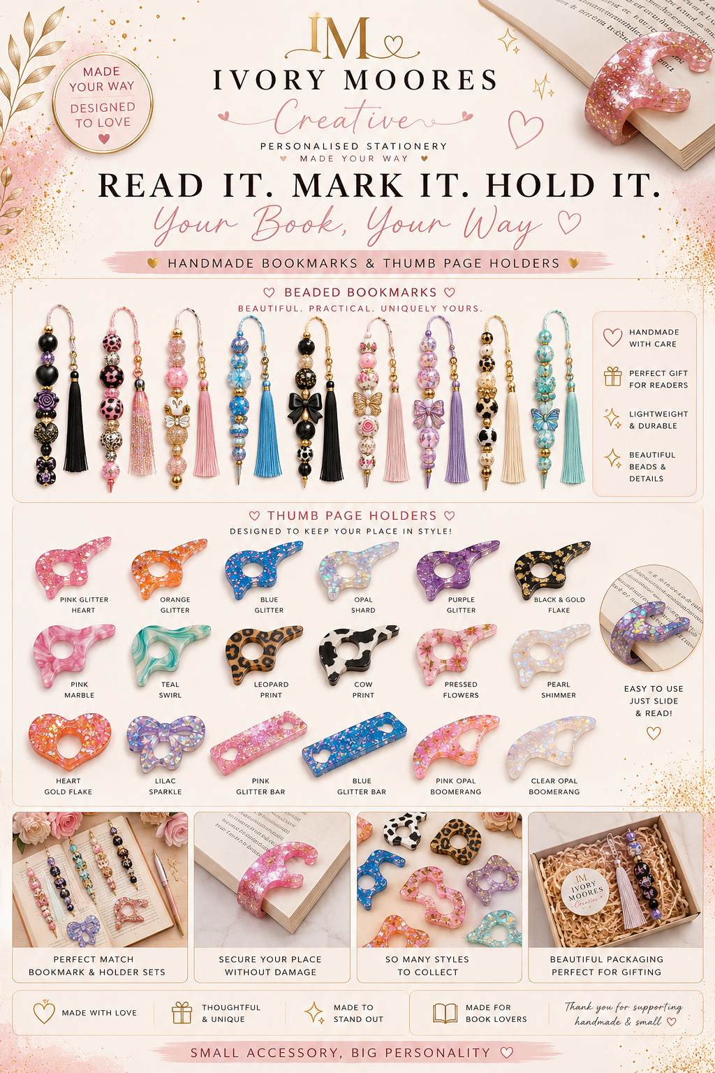 Handmade resin bookmarks